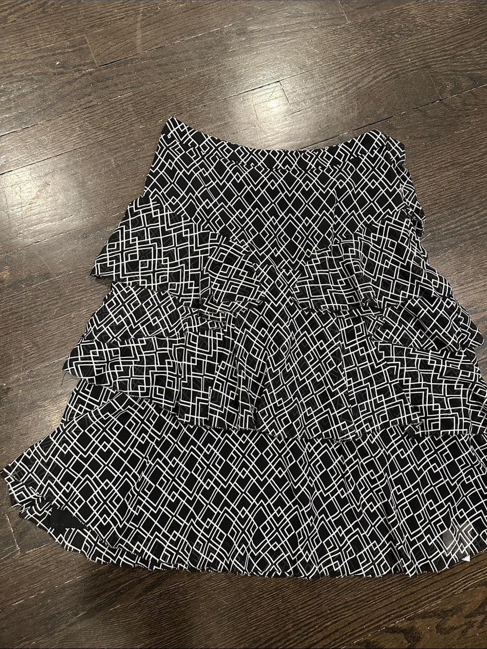 Joie Black & White Geometric Tiered A-Line Skirt